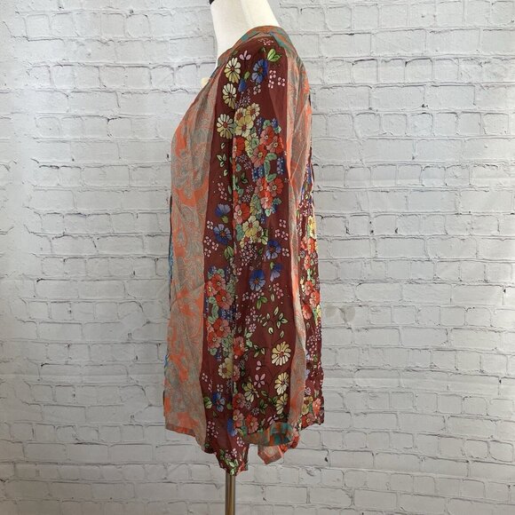 NEW Johnny Was Printed Rayon Tunic Womens Sz S Multicolor Retro Bohemian Blouse - Picture 5 of 9